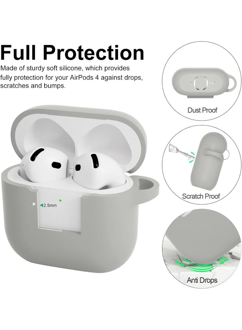 QIRG Silicone Protective Case Cover for AirPods 4/Airpods 4 ANC with Keychain (Grey) - Image 4